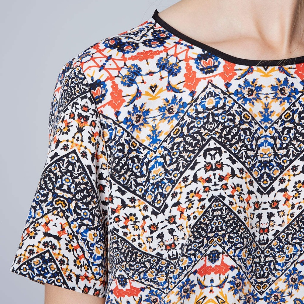 Topshop Petite Zig-Zag Floral Print Blouse